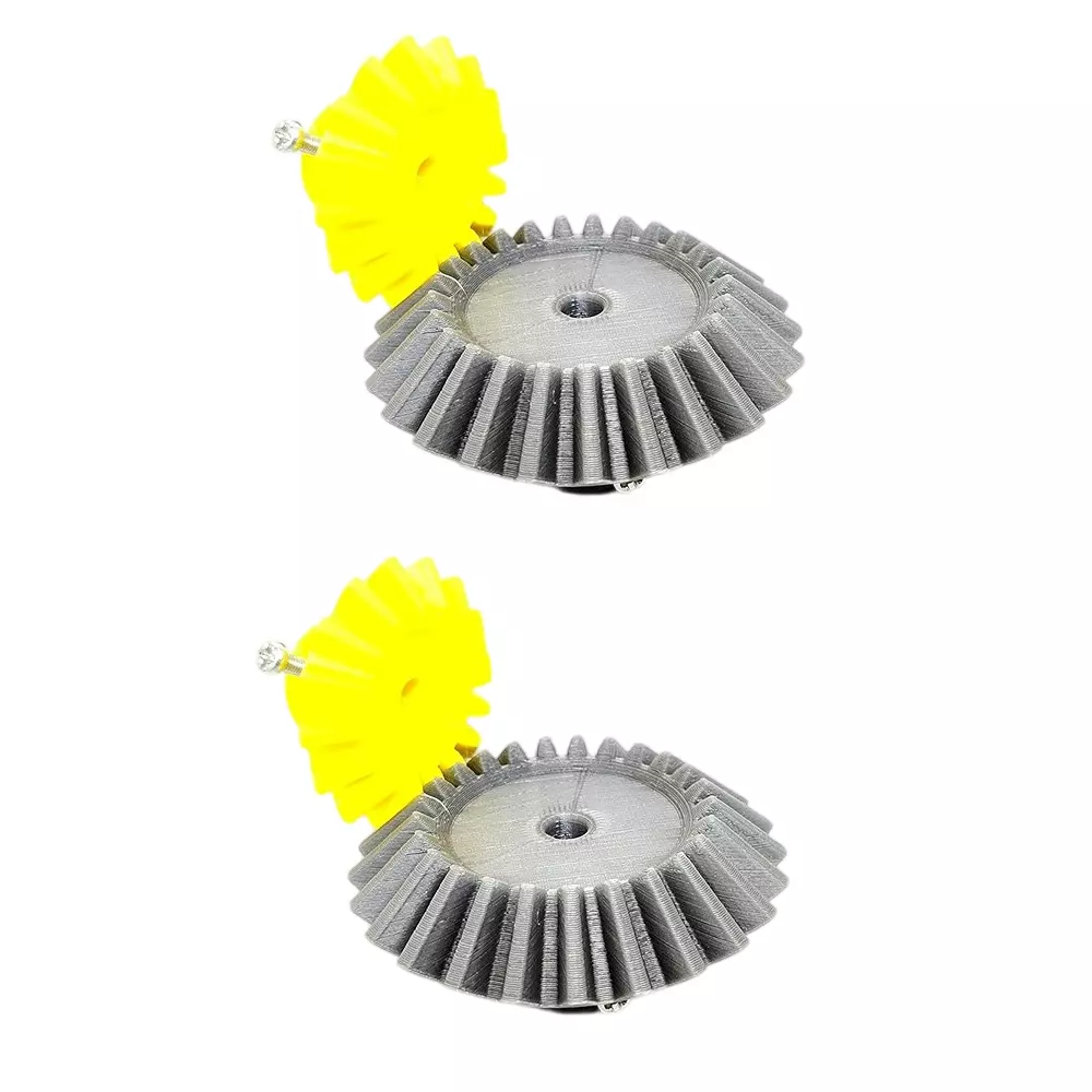 Invento 3D Printed Bevel Gear Plastic Straight 16/25 Teeth & 43/66 mm Outer Diameter 2.5 Module Grey & Yellow, ISC 1915-3A-8M (Pack of 2 Kit)