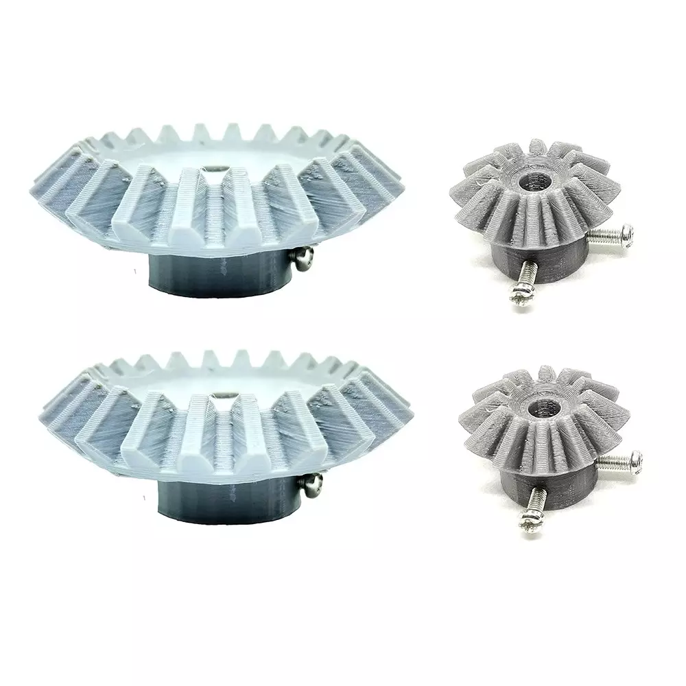 Invento 3D Printed Bevel Gear Plastic Straight 12/22 Teeth & 33/58 mm Outer Diameter 2.5 Module Grey & Silver, ISC 1915-7A-5M (Pack of 2 Kit)