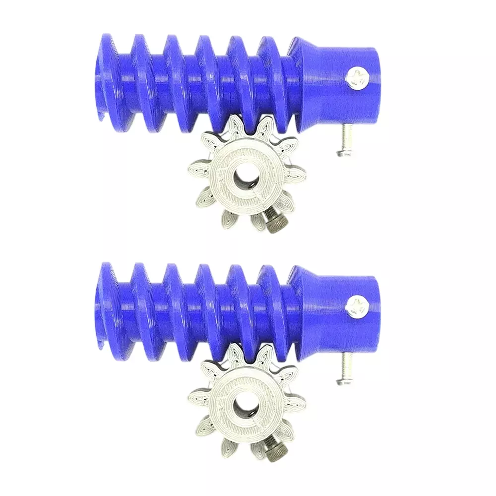Invento 3D Printed Worm Gear 6 Teeth 25 mm Outer Diameter + Spur Gear 10 Teeth 30 mm Outer Diameter 2.5 Module Blue & Grey, ISC 640-XA1-8 (Pack of 2 Kit)