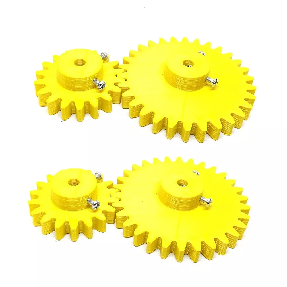 Invento 3D Printed Spur Gear Plastic 18/30 Teeth & 50/80 mm Outer Diameter 2.5M, Yellow, ISC 1916-11A-5M (Pack of 2 Kit)