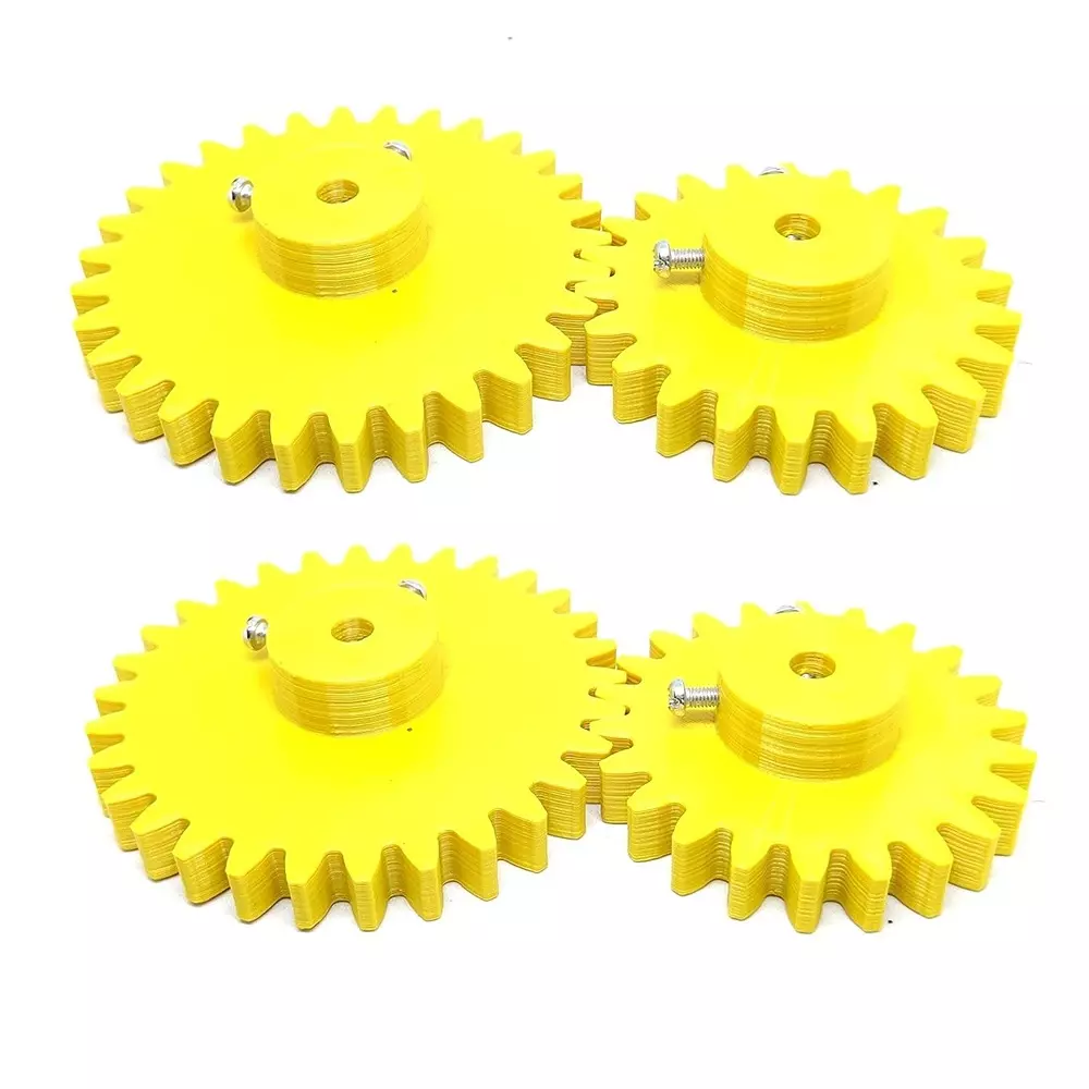 Invento 3D Printed Spur Gear Plastic 22/30 Teeth & 60/80 mm Outer Diameter 2.5M, Yellow, ISC 1916-13A-8M (Pack of 2 Kit)