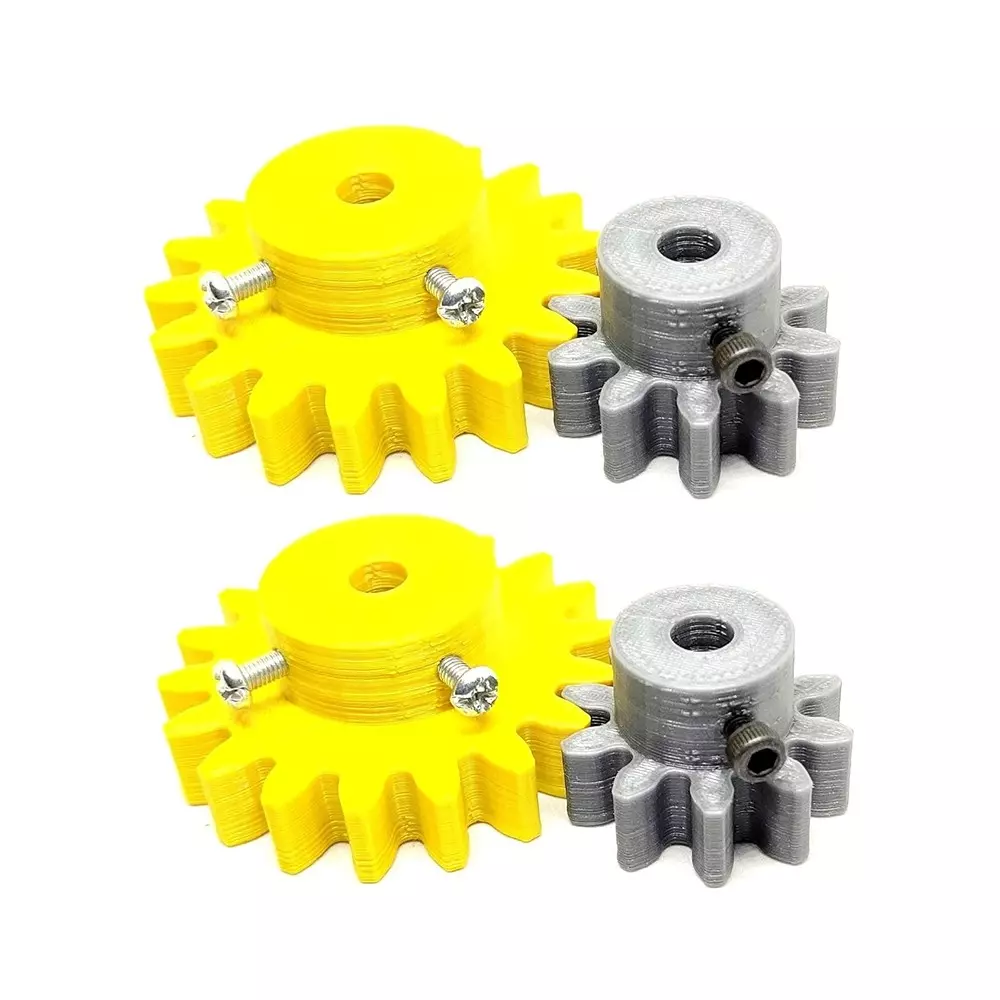 Invento 3D Printed Spur Gear Plastic 10/18 Teeth & 30/50 mm Outer Diameter 2.5M, Grey & Yellow, ISC 1916-1A-5M (Pack of 2 Kit)