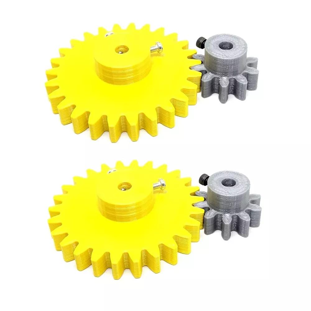 Invento 3D Printed Spur Gear Plastic 10/26 Teeth & 30/70 mm Outer Diameter 2.5M, Grey & Yellow, ISC 1916-3A-8M (Pack of 2 Kit)