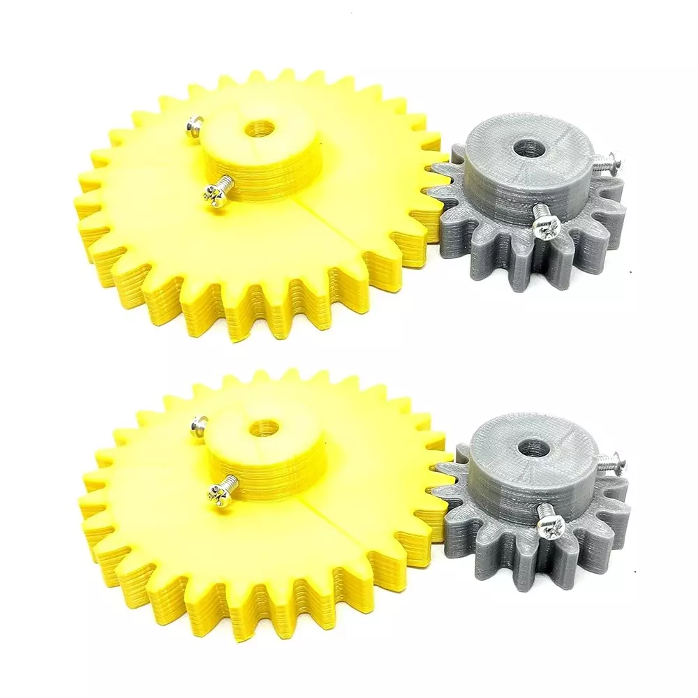 Invento 3D Printed Spur Gear Plastic 14/30 Teeth & 40/80 mm Outer Diameter 2.5M, Grey & Yellow, ISC 1916-8A-8M (Pack of 2 Kit)