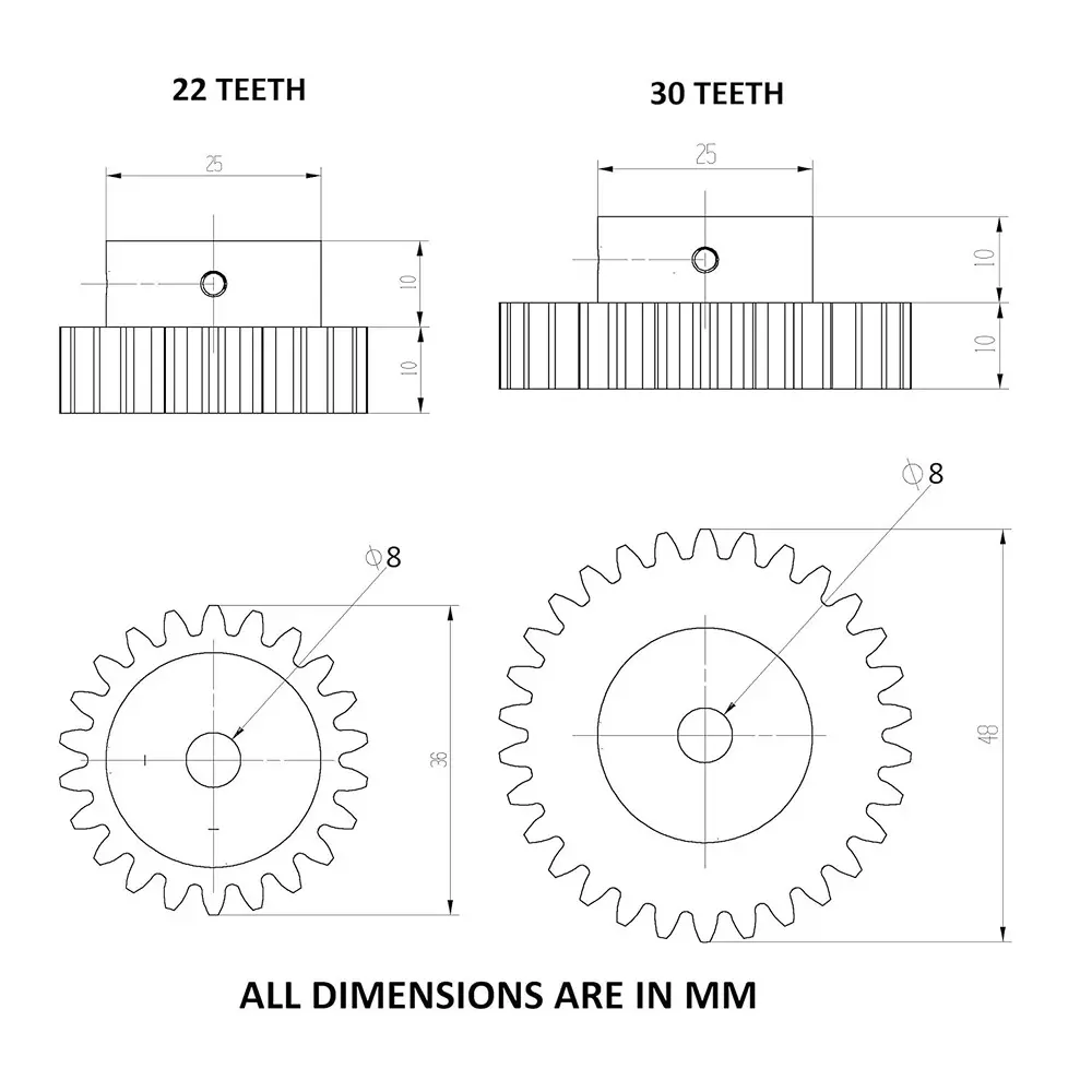 invento-3d-printed-spur-gear-plastic-2230-straight-teeth-3648-mm-outer-diameter-15-module-isc-2047-b11-pack-of-4-kit