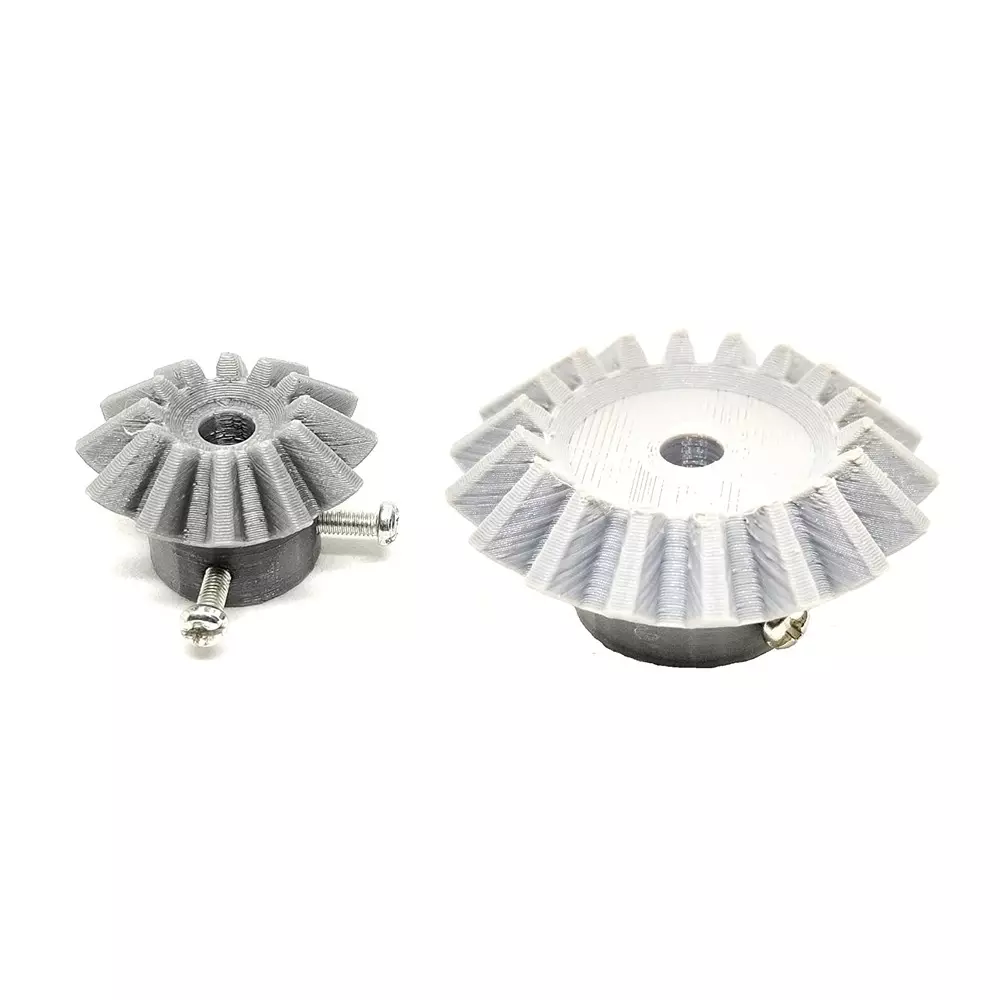 Invento 3D Printed Bevel Gear Plastic Straight 12/18 Teeth & 33/48 mm Outer Diameter 2.5 Module Grey & Silver, ISC 1915-6C (Pack of 6 Kit)