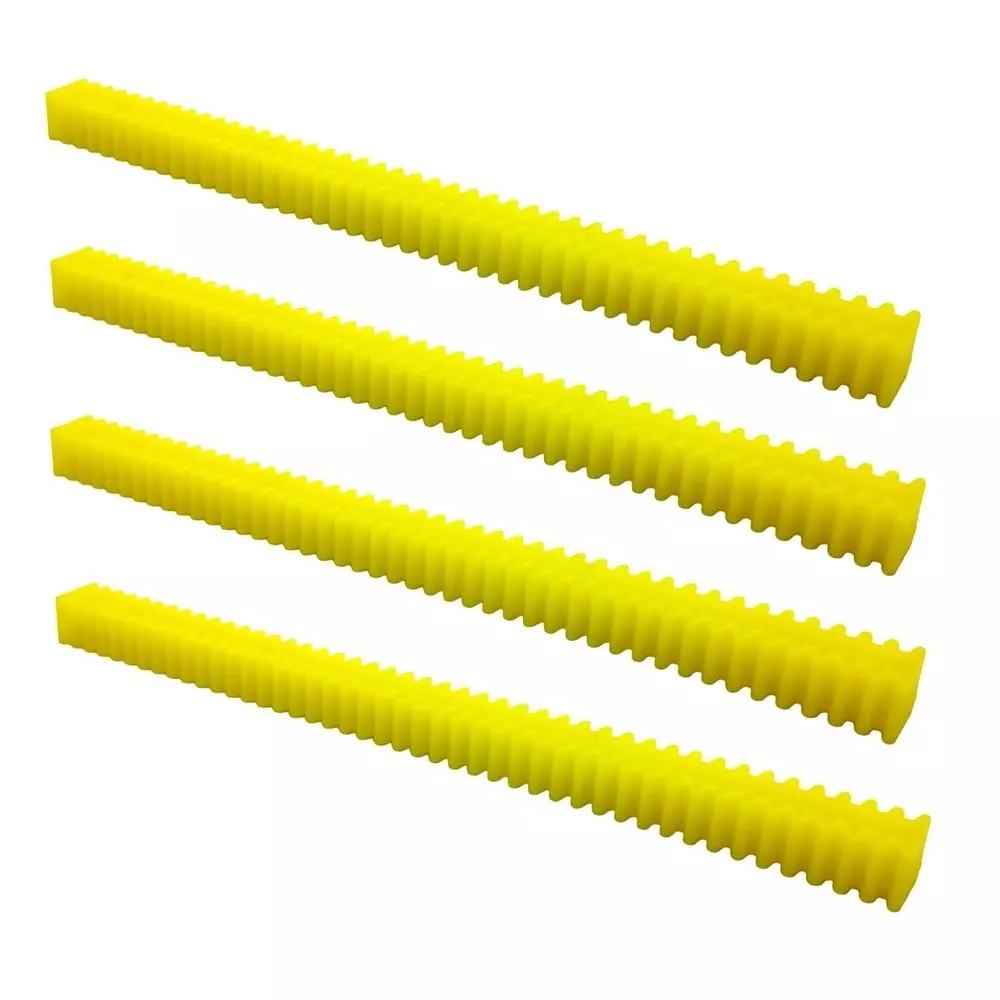 Invento Double-Sided Linear Rack Gear Strip Plastic 45 Teeth 145 mm (6 inch) Length 16 mm Width Yellow, ISC 192-X2 (Pack of 4 Pcs)