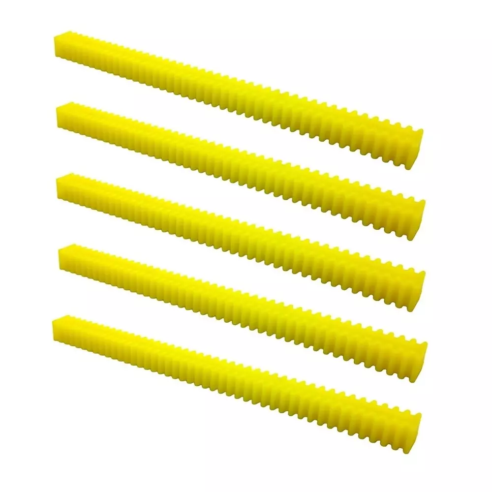 Invento Double-Sided Linear Rack Gear Strip Plastic 45 Teeth 145 mm (6 inch) Length 16 mm Width Yellow, ISC 192-X3 (Pack of 5 Pcs)
