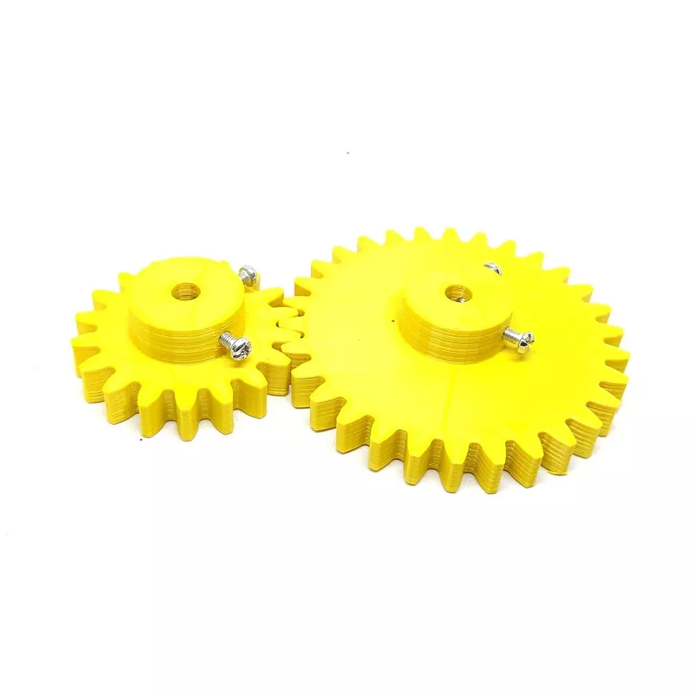 Invento 3D Printed Spur Gear Plastic 18/30 Teeth & 50/80 mm Outer Diameter 2.5M, Yellow, ISC 1916-11D-8M (Pack of 8 Kit)