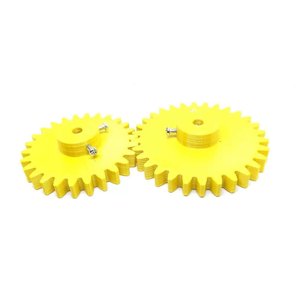 Invento 3D Printed Spur Gear Plastic 26/30 Teeth & 70/80 mm Outer Diameter 2.5M, Yellow, ISC 1916-14B-8M (Pack of 4 Kit)