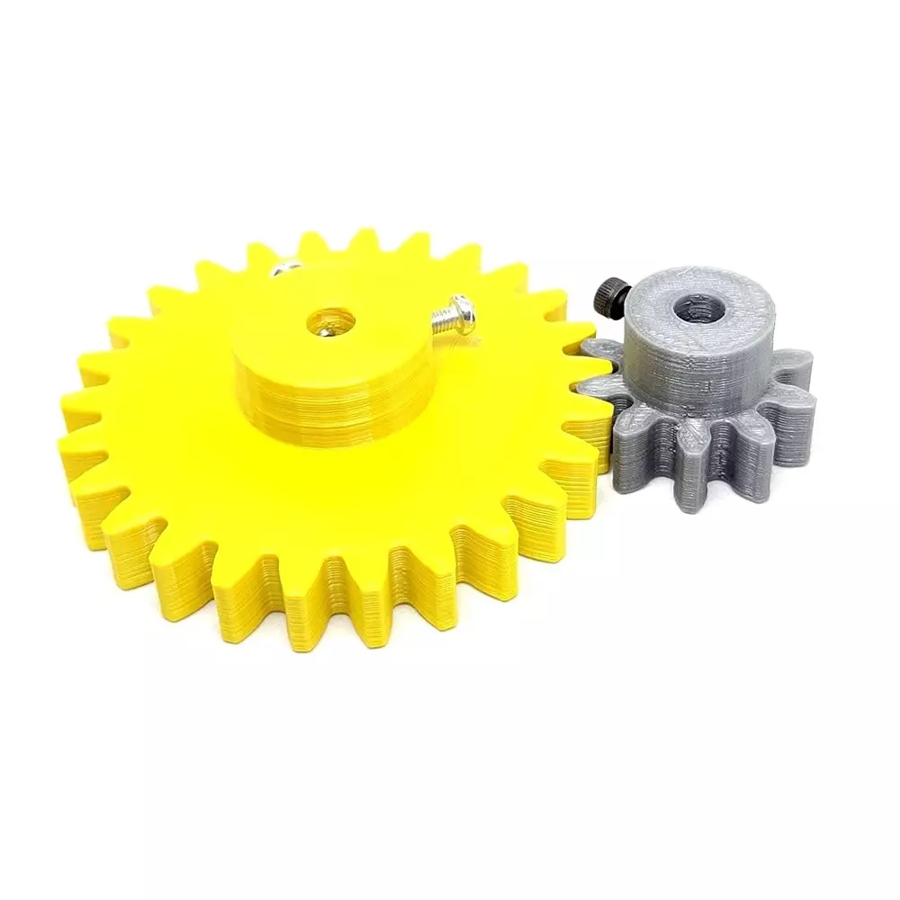 Invento 3D Printed Spur Gear Plastic 10/26 Teeth & 30/70 mm Outer Diameter 2.5M, Grey & Yellow, ISC 1916-3-8M