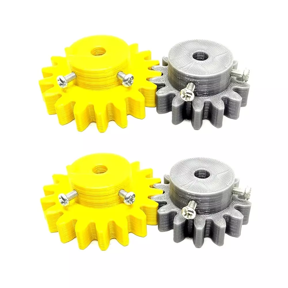 Invento 3D Printed Spur Gear Plastic 14/18 Teeth & 40/50 mm Outer Diameter 2.5M, Grey & Yellow, ISC 1916-5A-8M (Pack of 2 Kit)