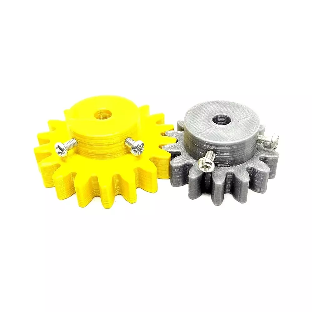 Invento 3D Printed Spur Gear Plastic 14/18 Teeth & 40/50 mm Outer Diameter 2.5M, Grey & Yellow, ISC 1916-5D (Pack of 8 Kit)