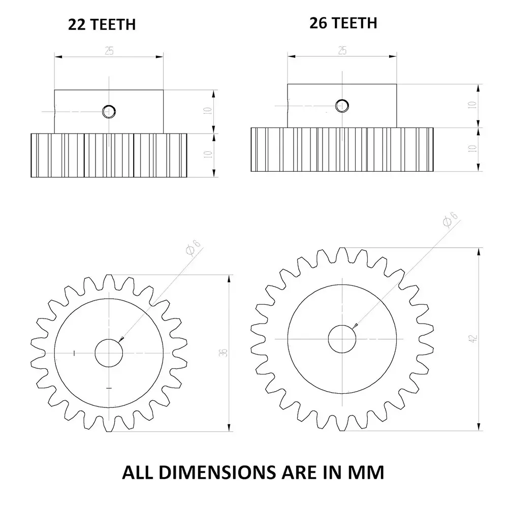invento-3d-printed-spur-gear-plastic-2226-straight-teeth-3642-mm-outer-diameter-15-module-isc-2046-c10-pack-of-5-kit