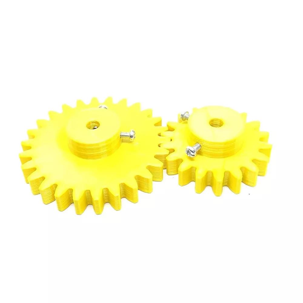 Invento 3D Printed Spur Gear Plastic 18/26 Teeth & 50/70 mm Outer Diameter 2.5M, Yellow, ISC 1916-10D-8M (Pack of 8 Kit)