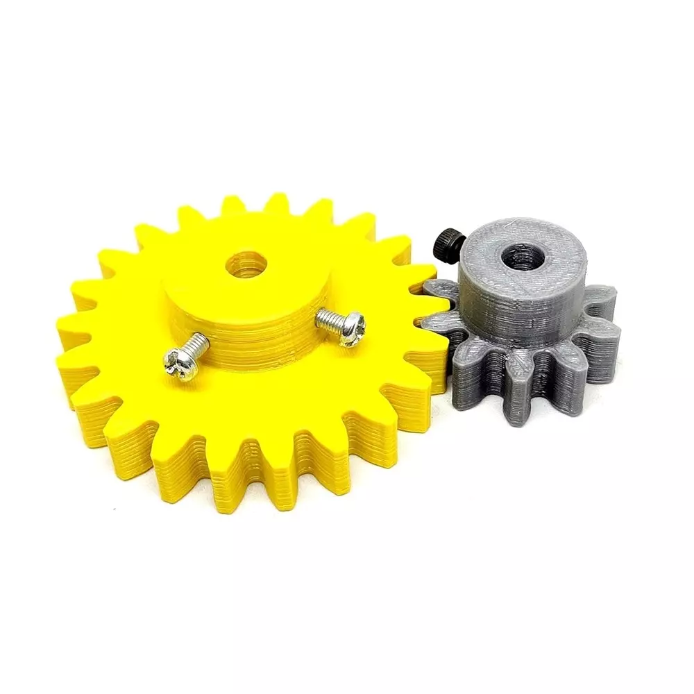 Invento 3D Printed Spur Gear Plastic 10/22 Teeth & 30/60 mm Outer Diameter 2.5M, Grey & Yellow, ISC 1916-2C-5M (Pack of 6 Kit)