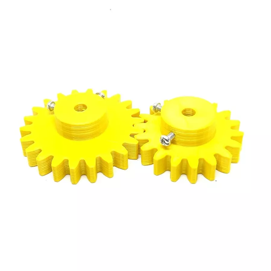 Invento 3D Printed Spur Gear Plastic 18/22 Teeth & 50/60 mm Outer Diameter 2.5M, Yellow, ISC 1916-9-8M