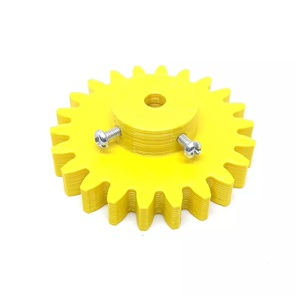 Invento 3D Printed Spur Gear Plastic 18/22 Teeth & 50/60 mm Outer Diameter 2.5M, Yellow, ISC 1916-9C-5M (Pack of 6 Kit)