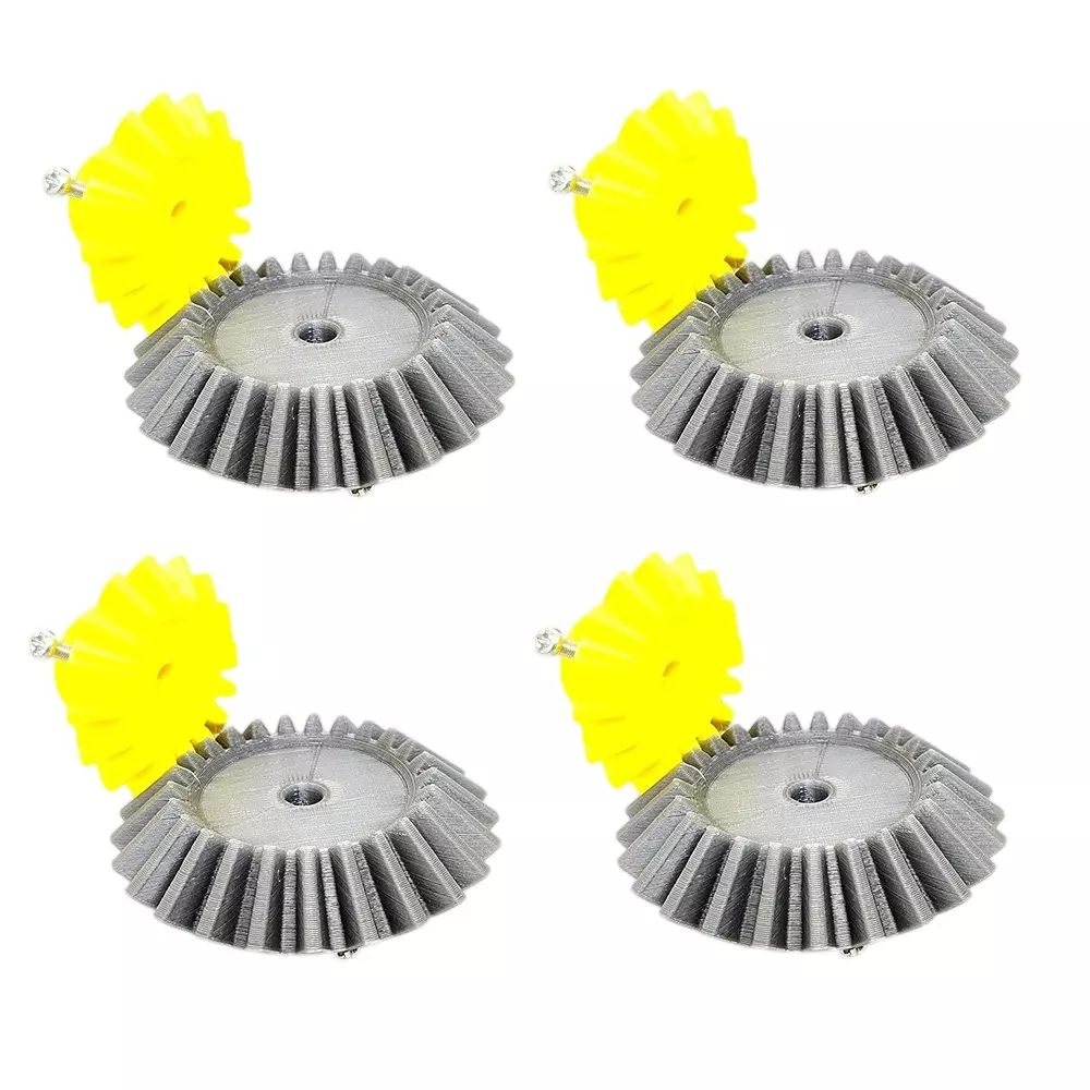 Invento 3D Printed Bevel Gear Plastic Straight 16/25 Teeth & 43/66 mm Outer Diameter 2.5 Module Grey & Yellow, ISC 1915-3B (Pack of 4 Kit)