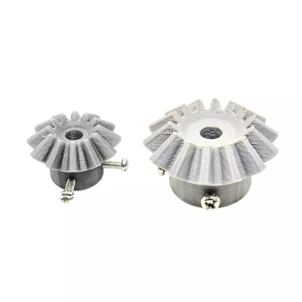 Invento 3D Printed Bevel Gear Plastic Straight 12/14 Teeth & 33/38 mm Outer Diameter 2.5 Module Grey, ISC 1915 (Compatible Shaft Size: 5mm - 8mm)