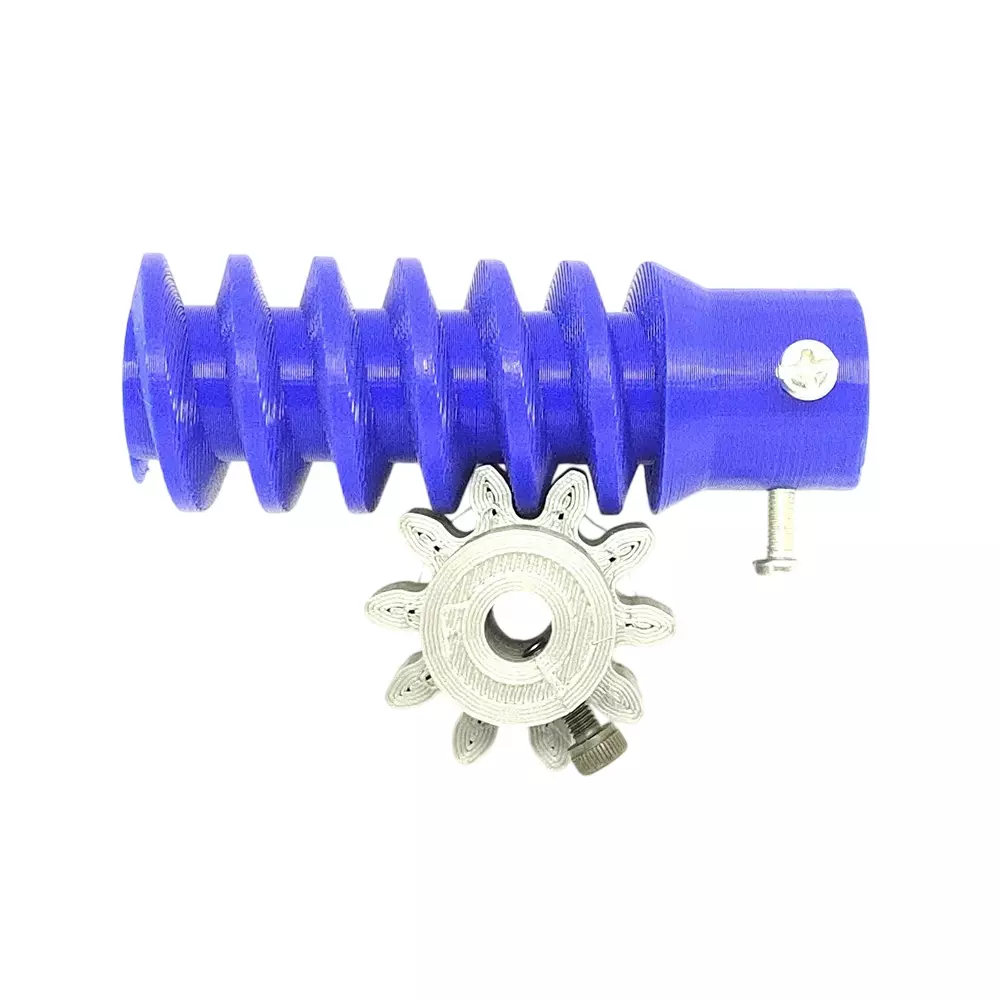 Invento 3D Printed Worm Gear 6 Teeth 25 mm Outer Diameter + Spur Gear 10 Teeth 30 mm Outer Diameter 2.5 Module Blue & Grey, ISC 640-XA5-8 (Pack of 8 Kit)