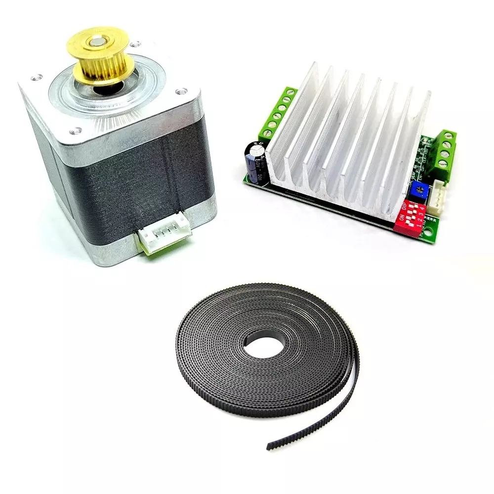 Invento Nema 17 Bipolar Stepper Motor 5 Kg-cm Torque with Inbuilt 20 Teeth GT2 Pulley + TB6600 Stepper Driver + 2 m GT2 Belt, ISC 004-A-F