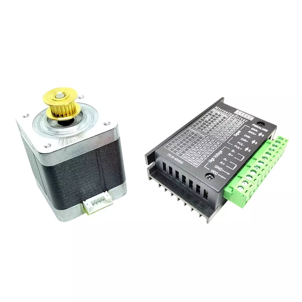 Invento Nema 17 Bipolar Stepper Motor 5 Kg-cm Torque with Inbuilt 20 Teeth GT2 Pulley + TB6600 Stepper Driver, ISC 004-A-B2 (Pack of 4 Kit)