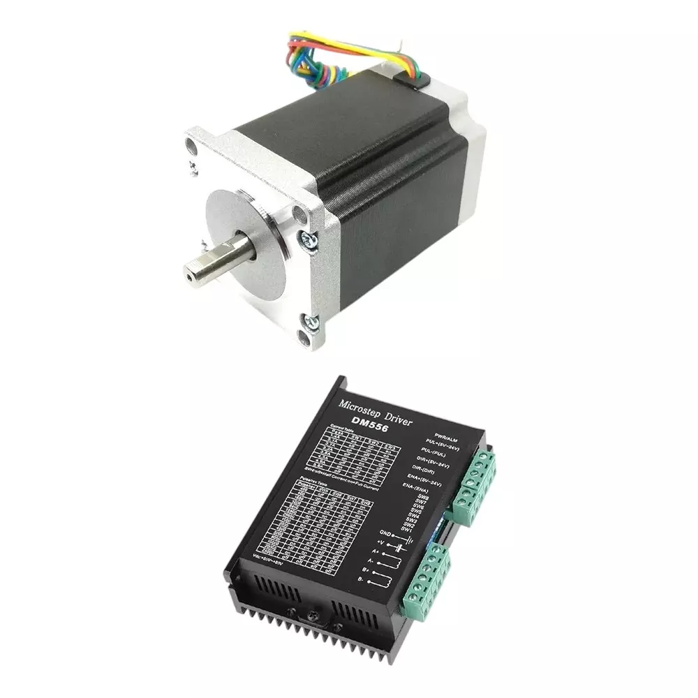 Invento Nema 23 Stepper Motor 25 Kg-cm Holding Torque with 2-Phase 24-50 V DC 5.6 A Digital Controller Driver, ISC 1160-M