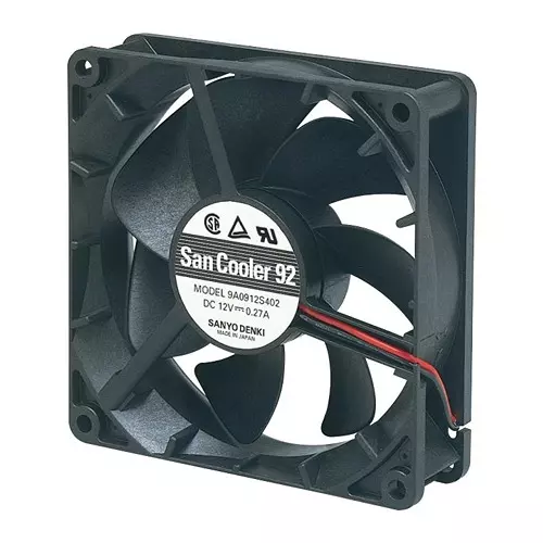 SANYO DENKI AXIAL FAN, 92MM, 24VDC, 58.6CFM, 39DBA, 9A0924S402