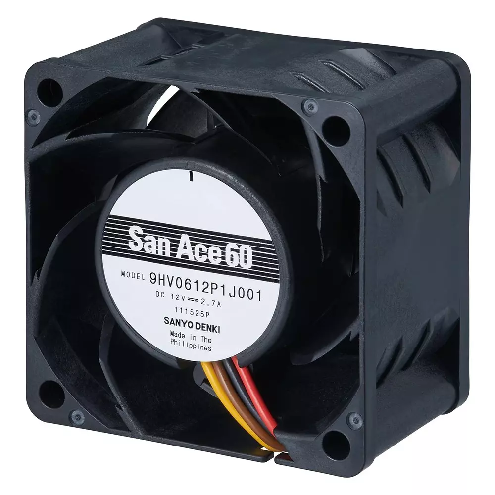SANYO DENKI Axial Fan, 60mm, 12V, 66.4Cfm, 68Dba, 9HV0612P1J001