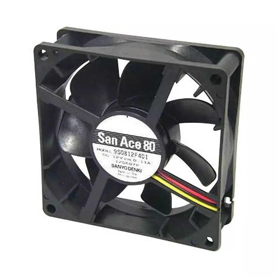 SANYO DENKI AXIAL FAN, 80MM, 12VDC, 23.3CFM, 16DBA, 9S0812L401