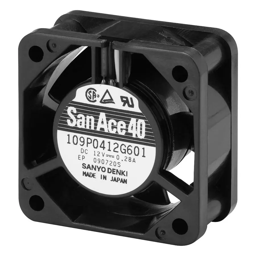 SANYO DENKI AXIAL FAN, 40MM, 12VDC, 10.9CFM, 42DBA, 109P0412D601