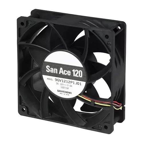 SANYO DENKI AXIAL FAN, 120MM, 12VDC, 224CFM, 64DBA, 9GV1212P1J01