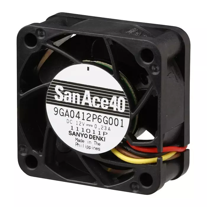 SANYO DENKI Axial Fan, 40mm, 12VDC, 14.8Cfm, 47Dba, 9GA0412P6G001