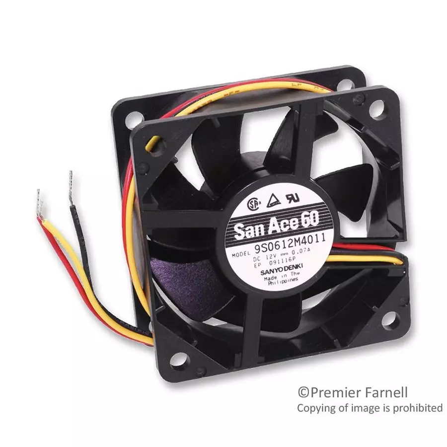 SANYO DENKI FAN, SILENT, 60MM, 12V, MED SPEED, 9S0612M4011