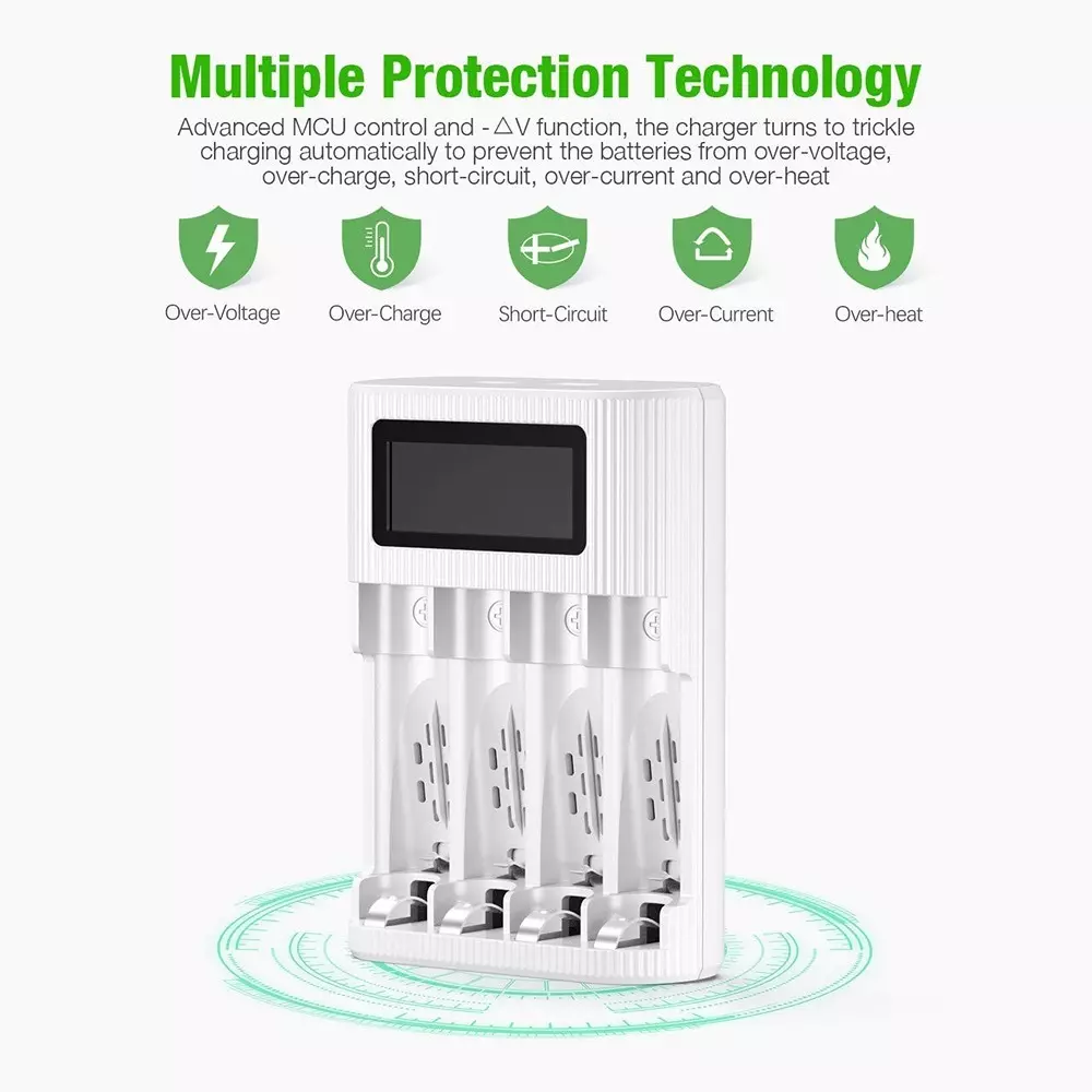 EBL AA and AAA Battery Charger 9x6.8x2.5 cm LCD Display 4 Hours Full Battery Charge Capacity