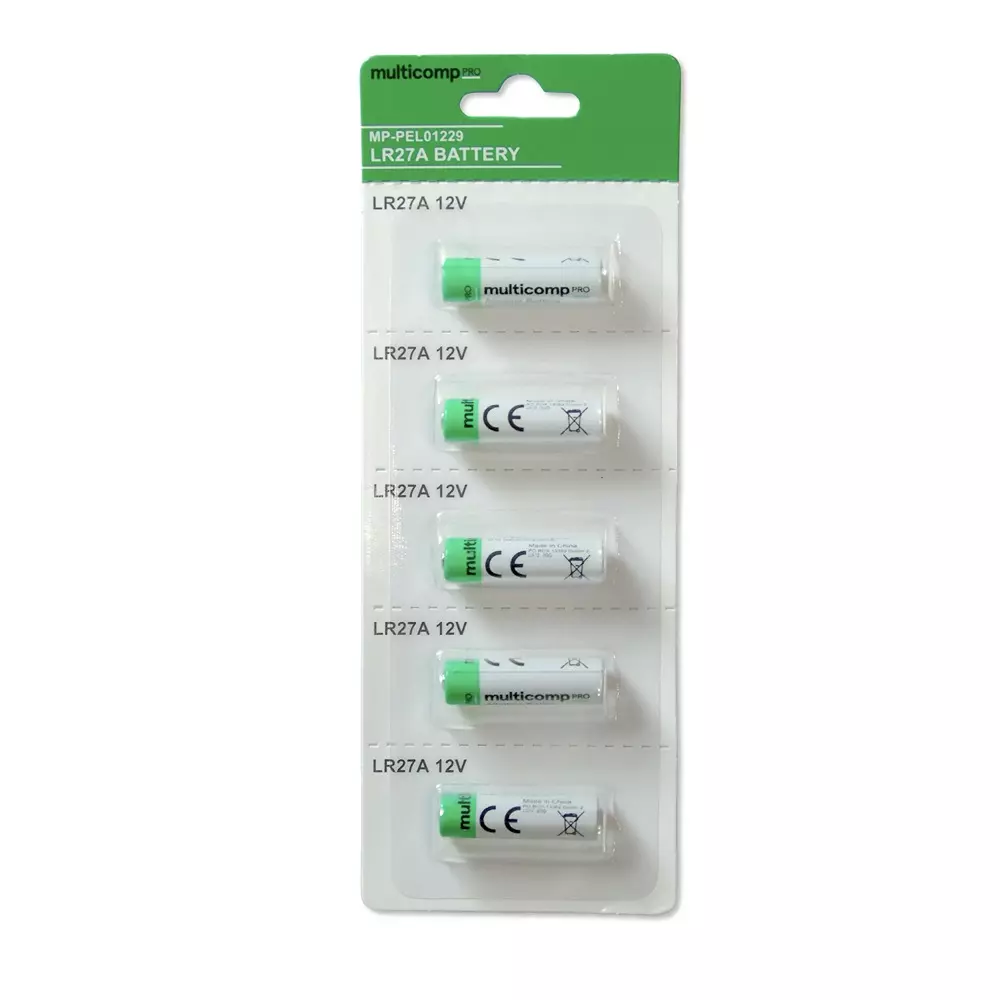 MULTICOMP PRO Battery 8.1 mm External Diameter LR27 A Size Code 12 V Voltage, MP-PEL01229 (Pack of 5)