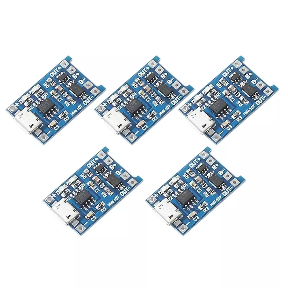 Invento BMS Lithium Battery Charging Protection Board 5 V Voltage 1 A Current 4.2 V ± 1% Charge Cut-Off Voltage, TP4056 (Pack of 5 Pcs)