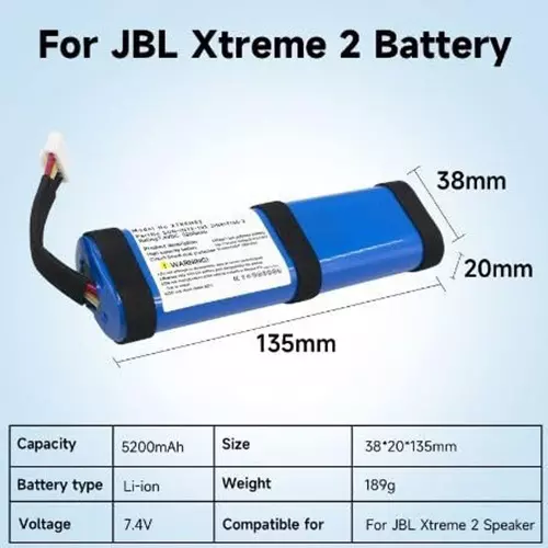 kp-original-rechargeable-battery-5200-mah-battery-capacity-lithium-ion-cell-composition-74-vdc-compatible-for-xtreme-2-xtreme-3-sun-inte-103-2inr1966-2-gsp-2s2p-xt3a-bluetooth-wireless-speaker