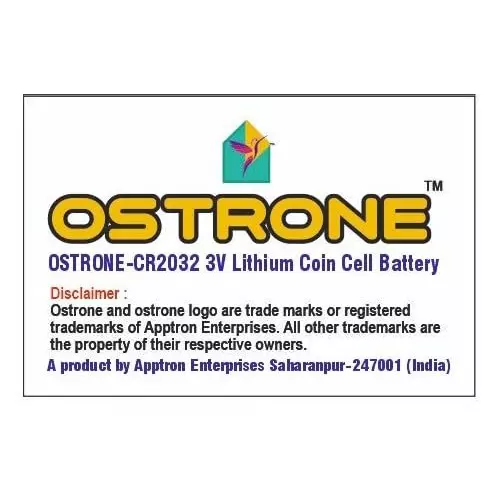 OSTRONE Lithium Coin Battery 3 V Single Use for Car Key Fobs, Watches, Calculators, PDAs, Electronic Organizers, CR2032 (Pack of 5 Pcs)