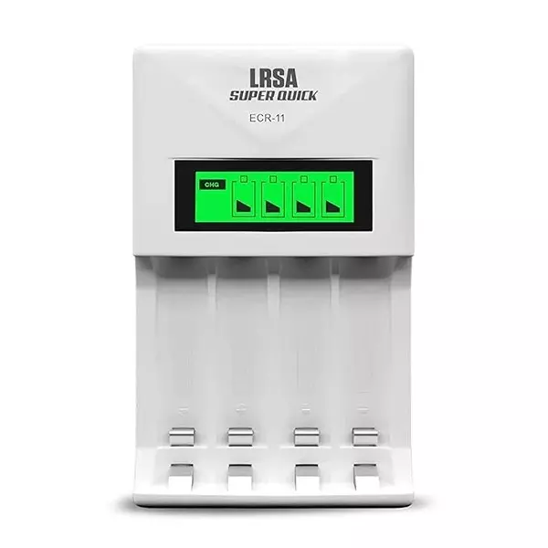 LRSA Superquick Battery Charger 1800 mA Output Current with LCD Display White, ECR-11