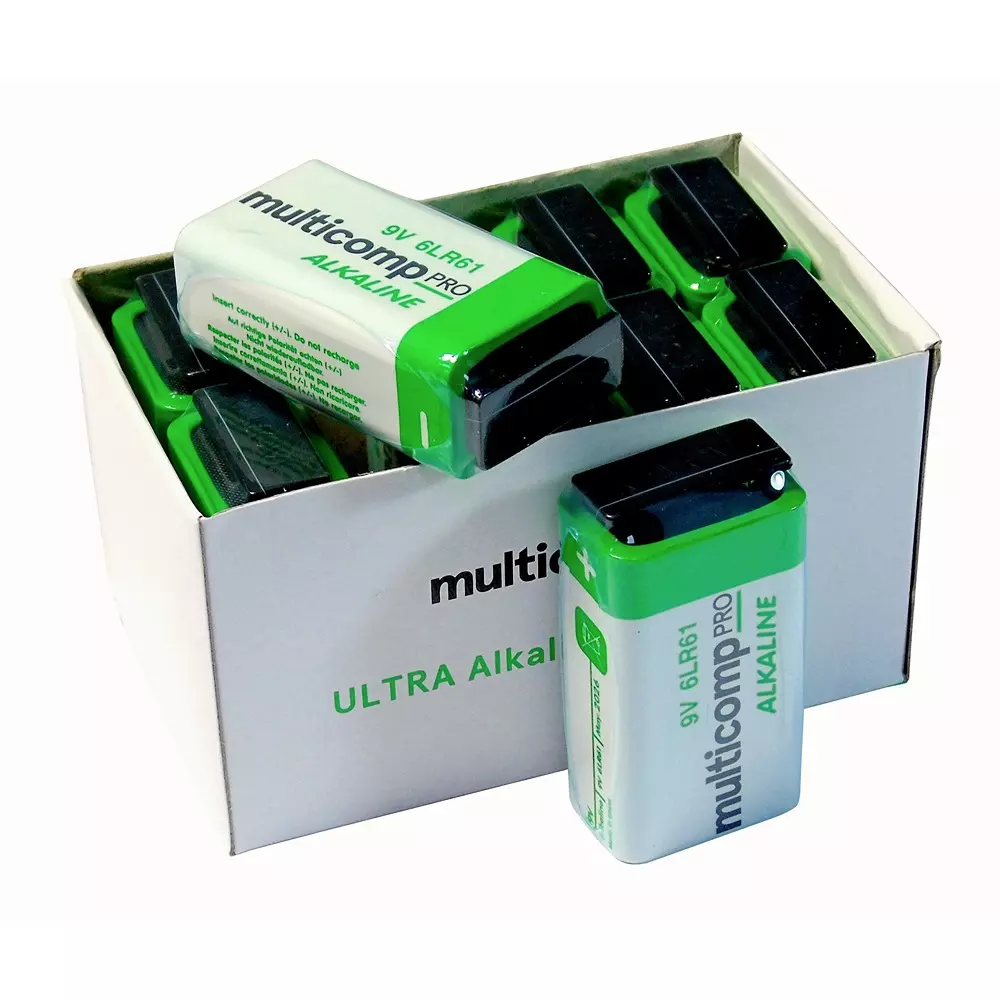 MULTICOMP PRO Battery 10.0 Pack Quantity Snap Contact Terminals PP3 Size Code, MP-PSG91117 (Pack of 10)