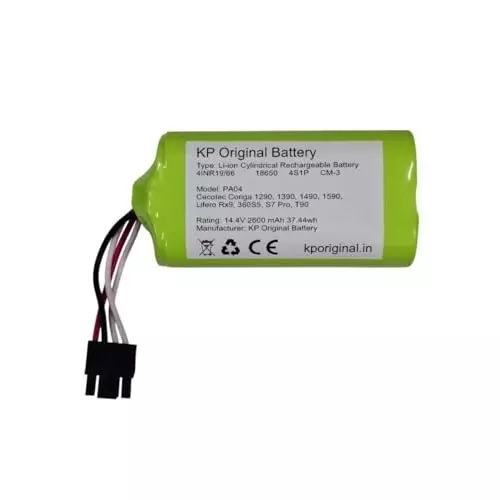KP Original Rechargeable Battery 2600 mAh Capacity Lithium Ion Cell 14.4 V Compatible For Cecotec Conga 1290, 1390, 1490, 1590, Lifero Rx9, 360S5, S7 Pro, T90, Robotic Vacuum Cleaner