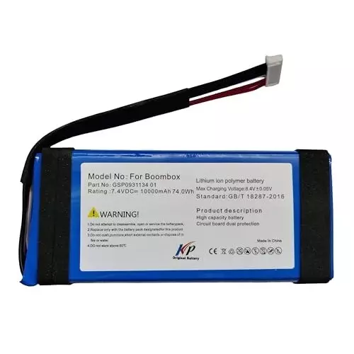 KP Original Rechargeable Battery 10000 mAh Capacity Lithium Ion Cell 7.4 VDC Compatible For Boombox Waterproof Portable Bluetooth Speaker
