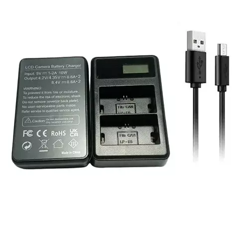 lrsa-lp-e6-dual-rapid-charger-lcd-display-with-battery-for-canon-lp-e6-rechargeable-battery