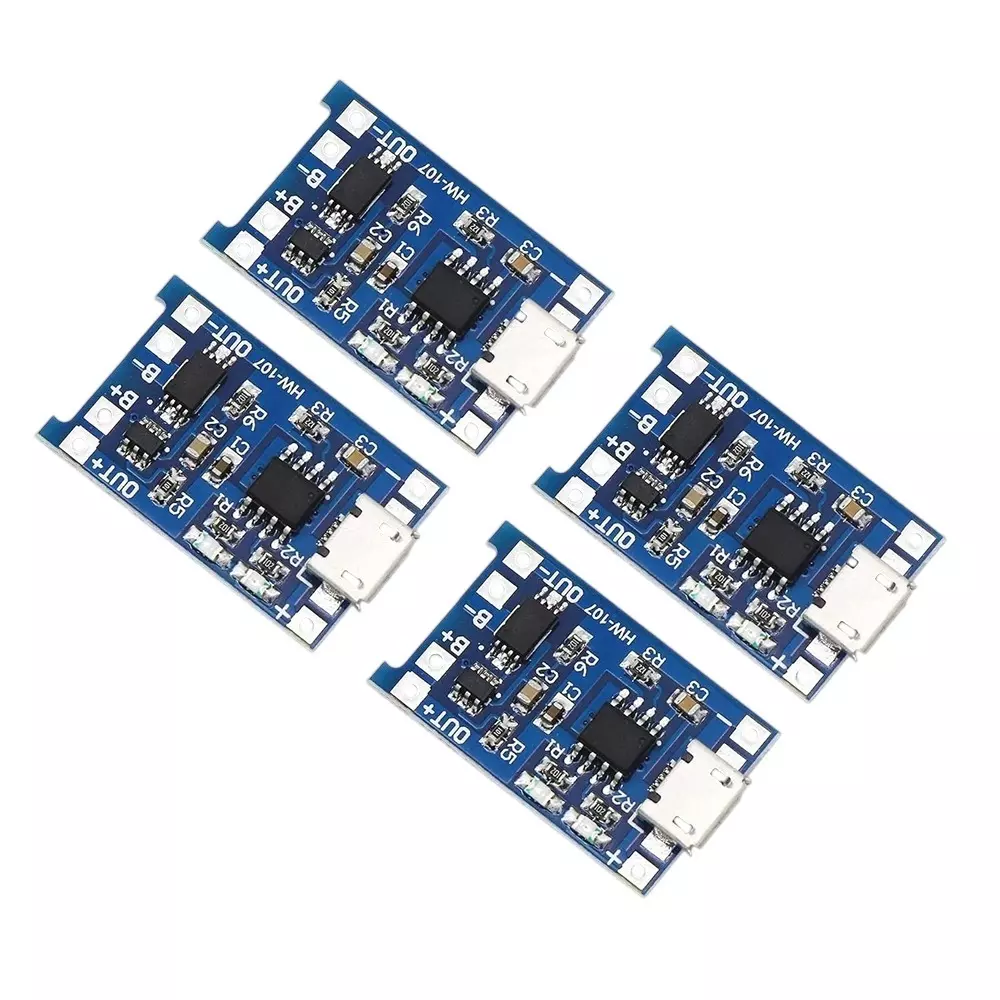 Invento BMS Lithium Battery Charging Protection Board 5 V Voltage 1 A Current 4.2 V ± 1% Charge Cut-Off Voltage, TP4056 (Pack of 4 Pcs)