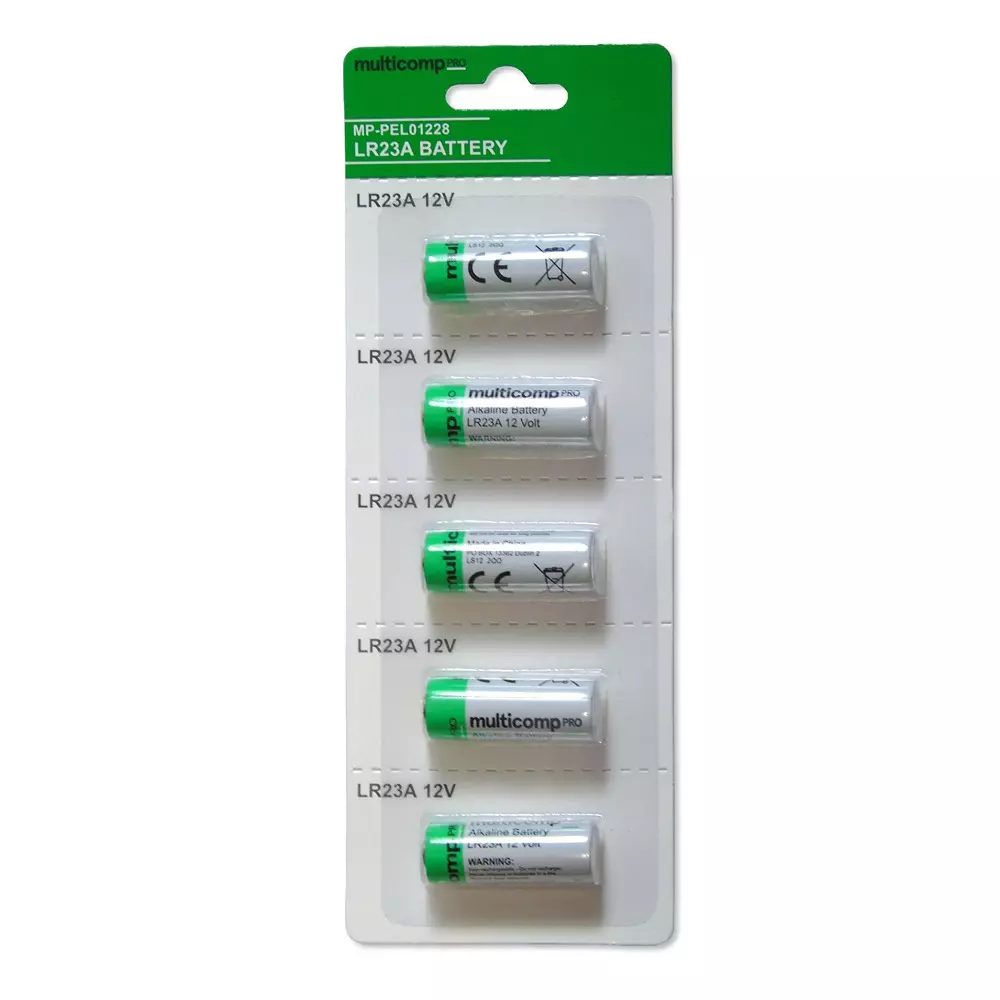 MULTICOMP PRO Battery 10.1 mm External Diameter LR23 A Size Code 12 V Voltage, MP-PEL01228 (Pack of 5)
