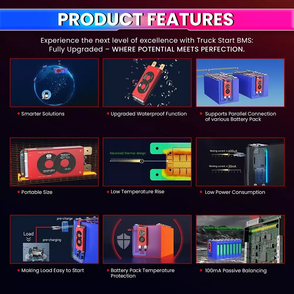 DALY Truck/Vehicle Start BMS 12 V 24 A  Lithium/LFP/LTO Battery Packs with 'Smart BMS' App Control
