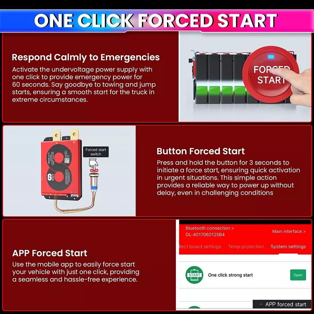 DALY Truck/Vehicle Start BMS 12 V 24 A  Lithium/LFP/LTO Battery Packs with 'Smart BMS' App Control