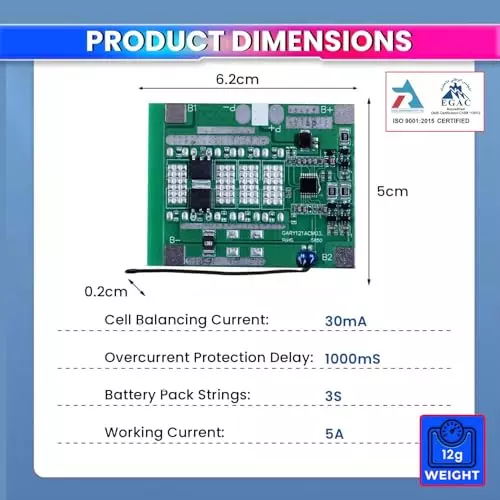 amicisolar-battery-management-system-board-with-ntc-balance-3s-5-a-bms-126-v-li-ion-for-3s-18650-battery